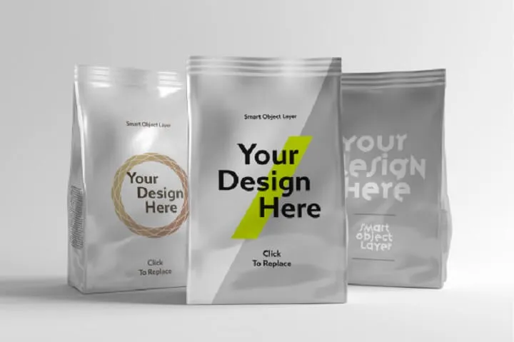 view sachet packet with tear away tab mockup