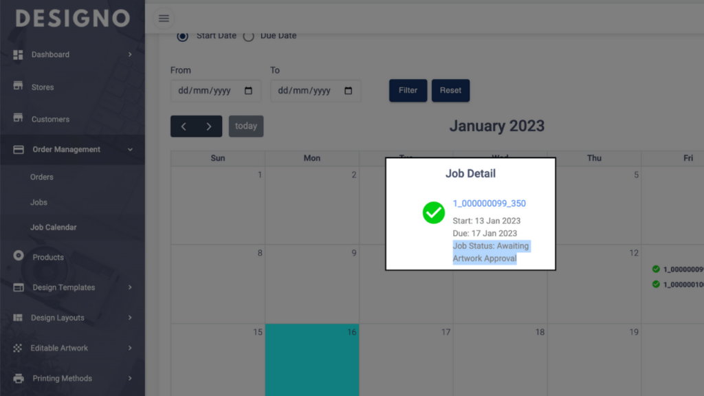 job status on calendar