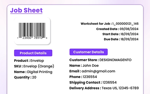 Job Sheets With Bar Codes