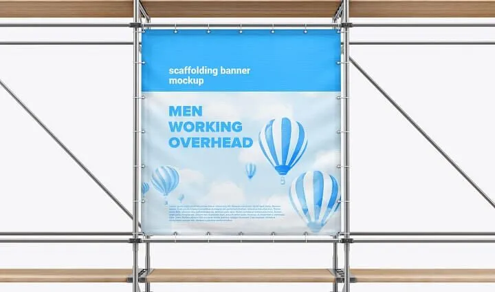 Scaffolding advertising banner mockup