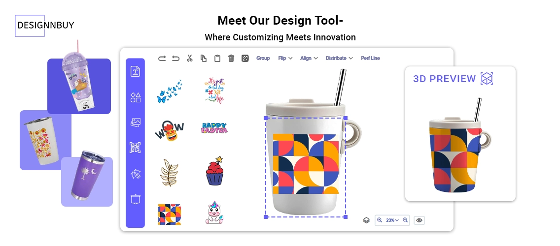 custom drinkware web to print design tool