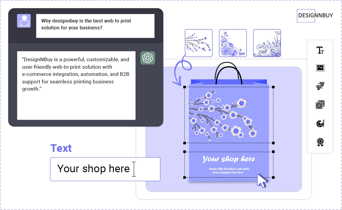Collaboration of chat gpt +designnbuy web to print platform
